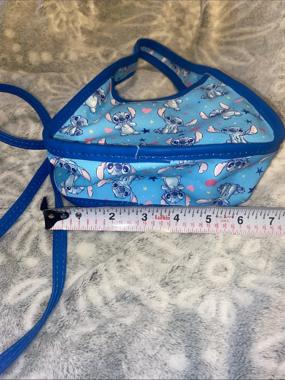 Disney Blue Stitch Crossbody Bag with Pink Heart Accents
